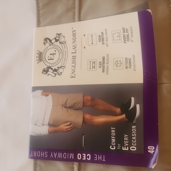 English Laundry Khaki Flat Front Shorts - Picture 3 of 6